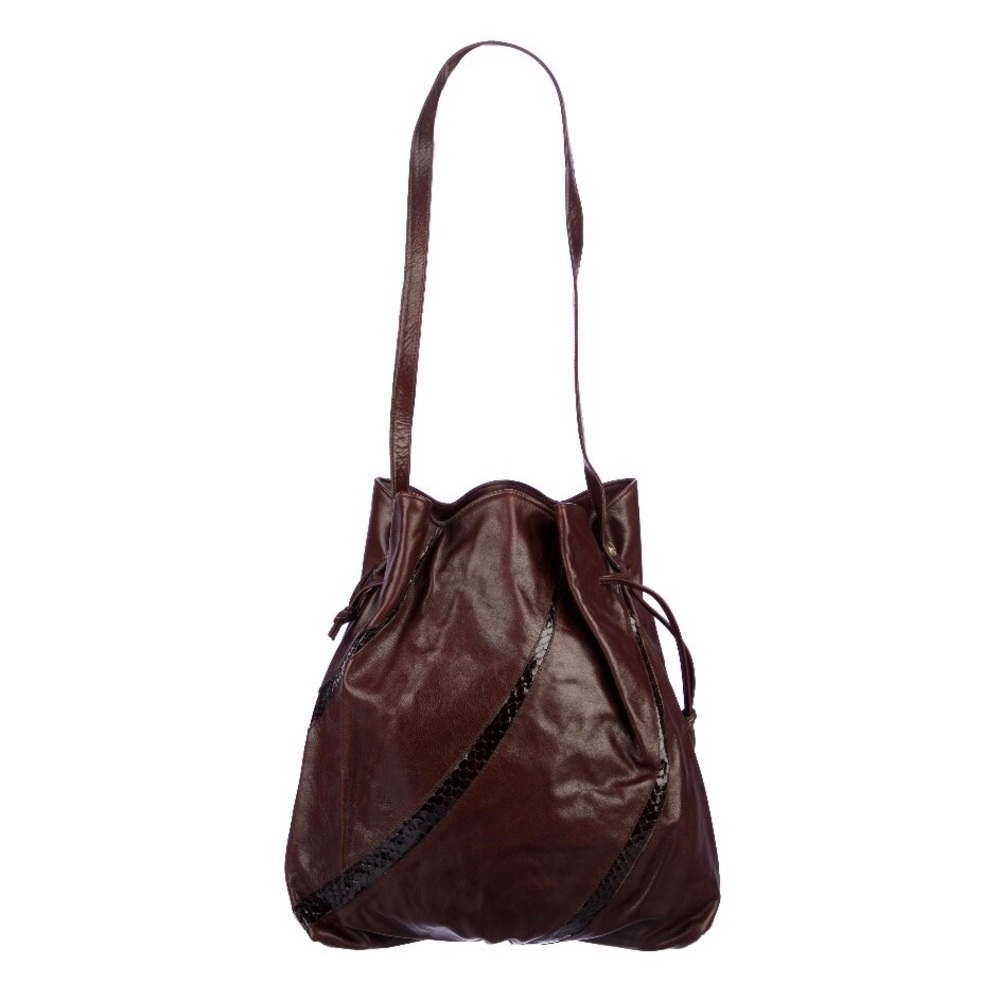 Salvatore Ferragamo Python Trimmed Leather Hobo - image 4